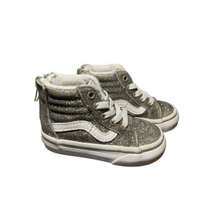 Vans Off The Wall Old Skool Sk8-Hi Toddler Girls Glittery Green Shoes Size 4